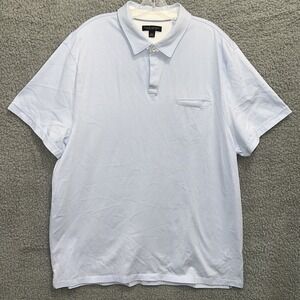 Banana Republic Shirt Men's‎ 2XL XXL Blue Fitted Pima Polo Short Sleeve Pocket